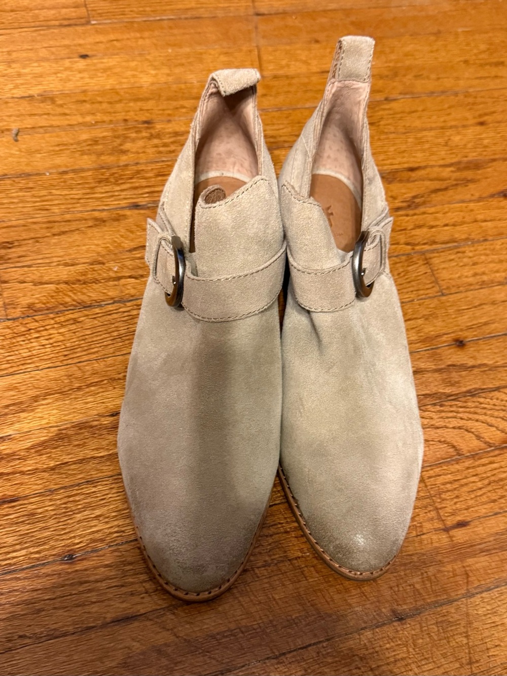 Frye Men's Suede Chukka Boots in Light Beige with Buckle